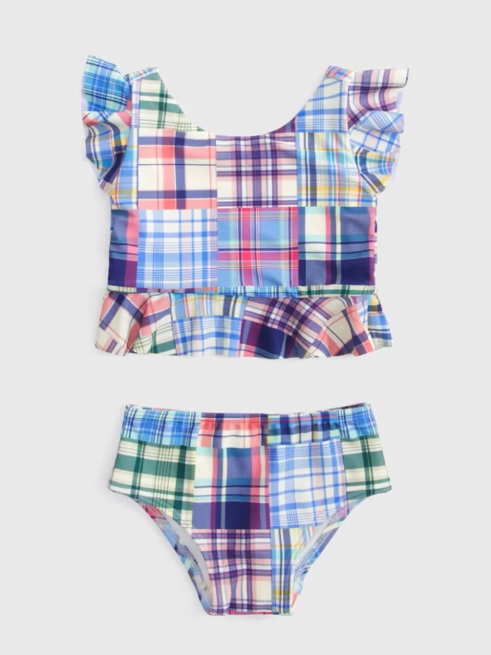 abercrombie kids Multi-Color Plaid Ruffle Two-Piece Swimsuit 6 months